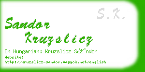 sandor kruzslicz business card